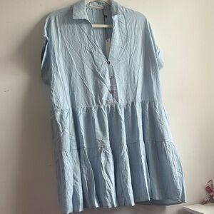 Mustard Seed Sky Blue Shirt Dress